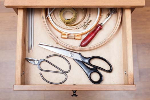 accessories for embroidery in open drawer photo