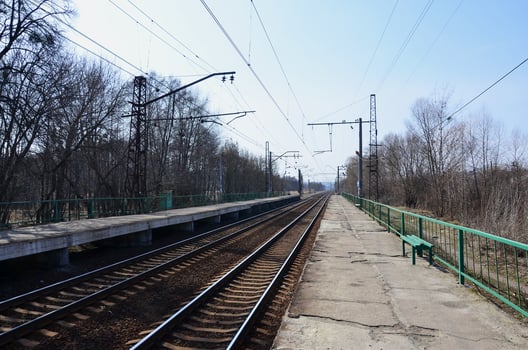 A railway station with platforms for waiting for trains photo