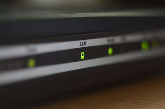 Green indicator on internet router photo