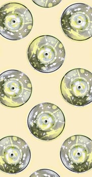 Many used spray cans for graffiti drawing lies on a pastel colored backgroung. Street art painting concept. Minimal flat lay pattern. Top view photo