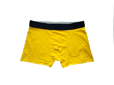 Mens boxer briefs. Yellow male underwear. Trunks photo