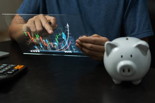 Economy analysis financial banking money man trading stock market exchange forex investment finance graph business chart technology growth report. photo