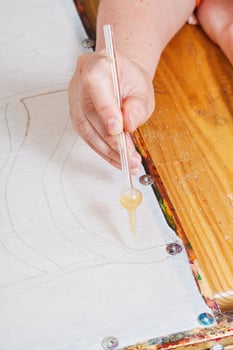 drawing of resist contour on silk photo