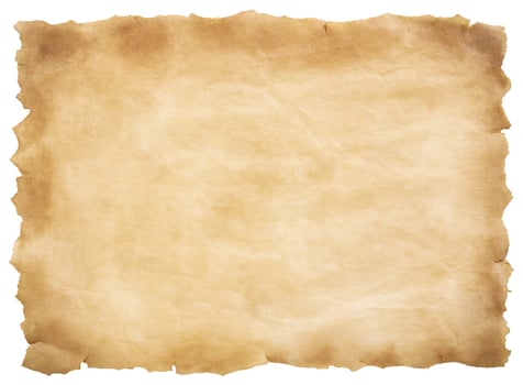 old parchment paper sheet vintage aged or texture isolated on white background photo