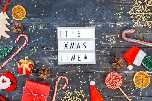 New Year or Christmas decoration flat lay photo