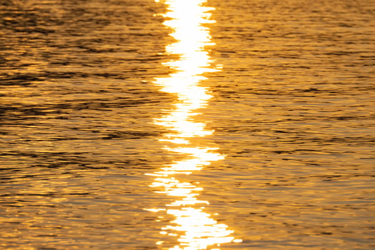 close-up of the sea, golden texture of the sunset on the water photo