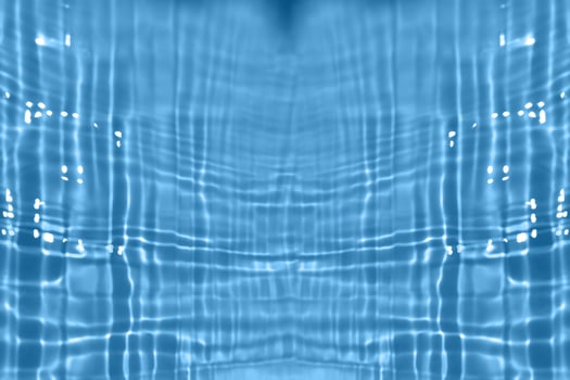 Defocus blurred transparent blue colored clear calm water surface texture with splash, bubble. Shining blue water ripple background. Surface of water in swimming pool. Blue bubble water shining. photo
