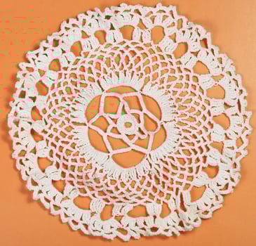 embroidered crochet lace flower ornament placemat photo