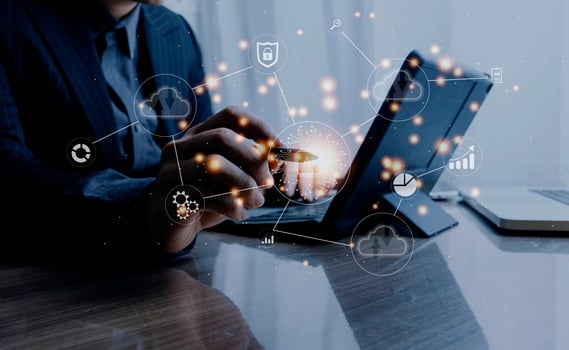 Digital transformation technology strategy, IoT, internet of things. transformation of ideas and the adoption of technology in business in the digital age, enhancing global business capabilities. Ai photo