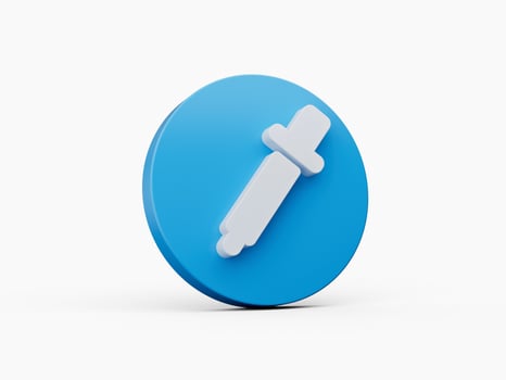 Dropper icon 3d isometric isolated on white background. Blue Round shape Web Design Graphic. Notification Icon 3d illustration photo