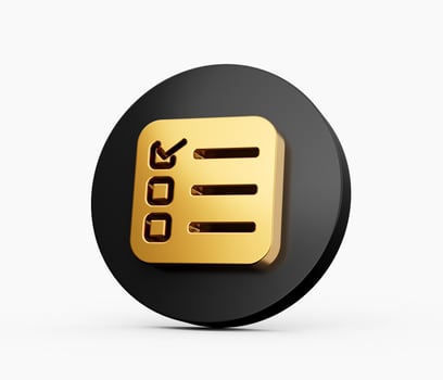 3d Gold Checklist icon Clipboard Project management Concept 3d illustration photo