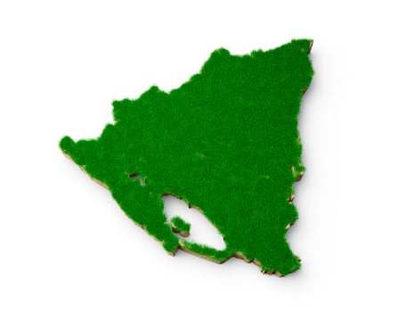 Nicaragua Map soil land geology cross section with green grass and Rock ground texture 3d illustration photo