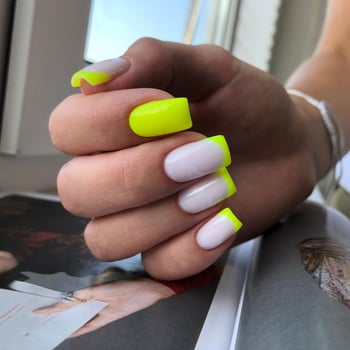 French manicure on the nails. French manicure design. Manicure gel nail polish photo