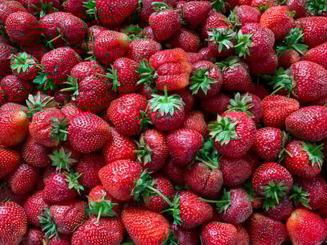 Strawberry background. Ripe red strawberry close up top view. Beautiful and juicy strawberries photo