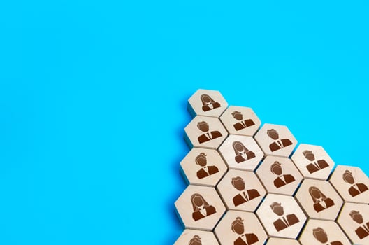 People are united. Social organizations, commercial structure. Team organization, joining consolidated forces. Business management. Discipline in hierarchy. Unity. Team building, teamwork cooperation. photo