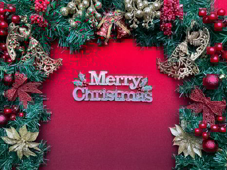 Merry Christmas flatlay with copy space photo