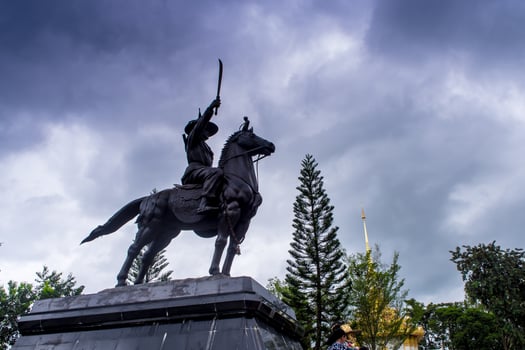 Equestrian Statue of King Located on the high altar of worship photo