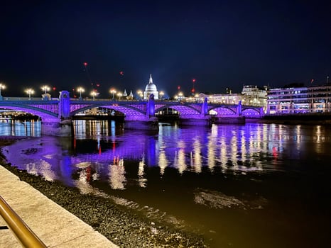 A view of the River Thames in London at night photo