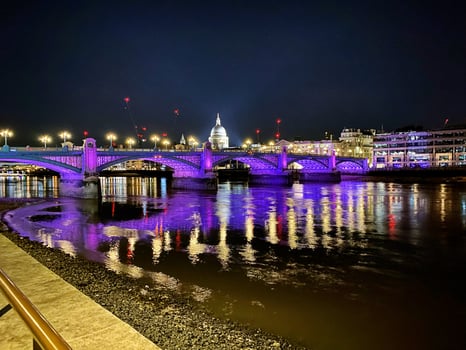 A view of the River Thames in London at night photo