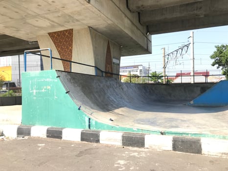 empty skatepark in the city public park photo