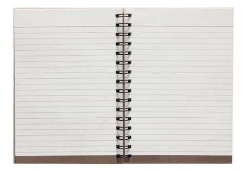 open spiral notebook isolated on white background with clipping path photo