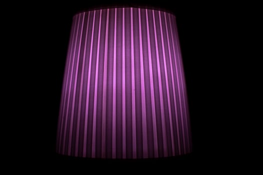 Purple lamp shade. Object in interior. Paper reflected lampshade. Rib. photo