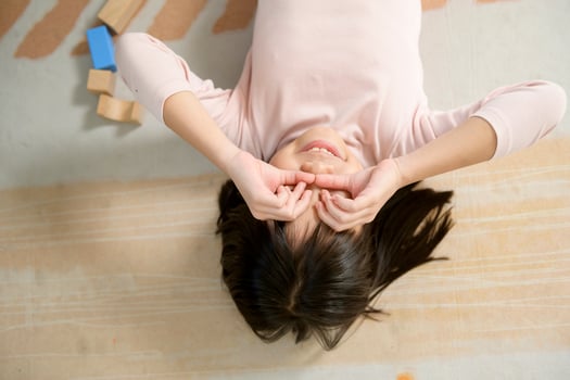 Asian kids enjoy playing in home , family lifestyle concept photo