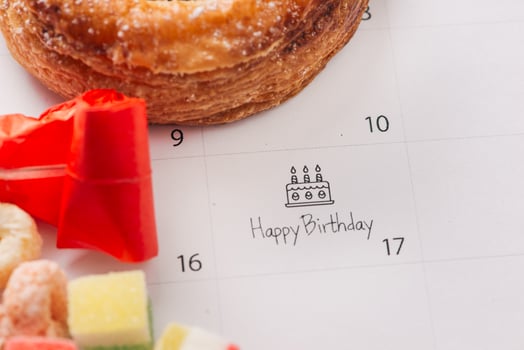writing cake on calendar happy birthday photo