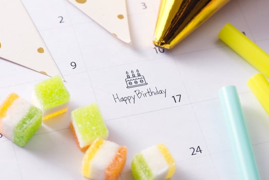 writing cake on calendar happy birthday photo