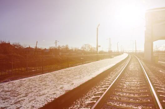 Empty railway station platform photo