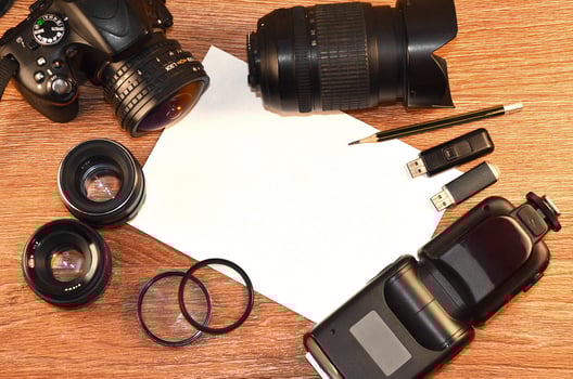 Still life with digital photocamera kit photo