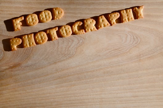 Food photography. Edible letters photo