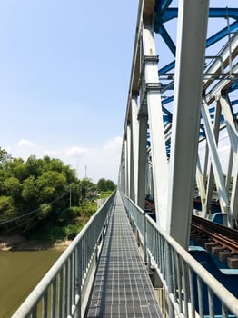 The pedestrian bridge beside the railway bridge photo