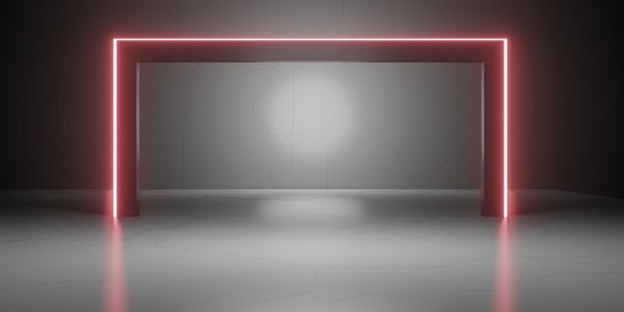 modern background laser light neon light platform tech style 3d illustration photo