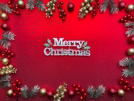 Merry christmas flatlay with copy space photo