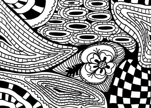 abstract black and white pattern with flower photo