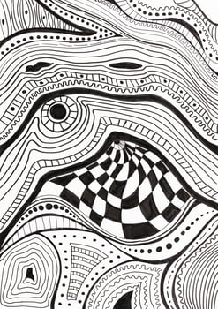 abstract black and white pattern drawn by ink photo