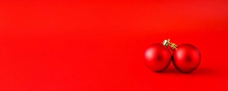Christmas bauble on red background new year  holiday celebration concept photo