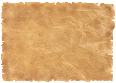 old parchment paper sheet vintage aged or texture isolated on white background photo