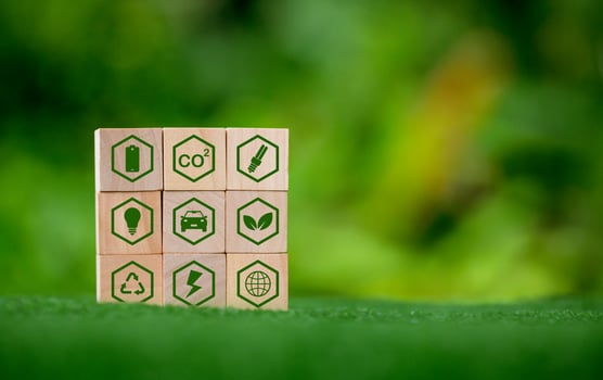 Net zero greenhouse gas emissions reduction with carbon credit concept. Reduce carbon dioxide e.g. renewable energy production improve the efficiency of transportation reduce environmental pollution. photo