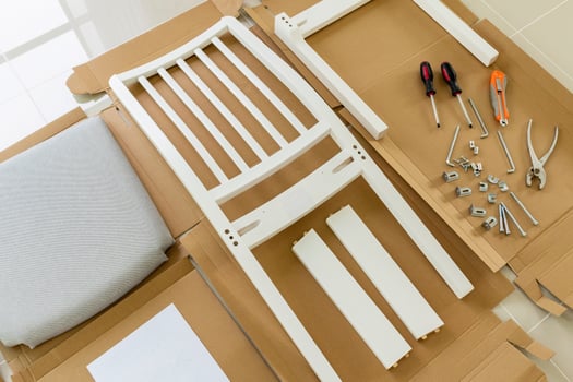 Assembly wooden chair furniture at home photo