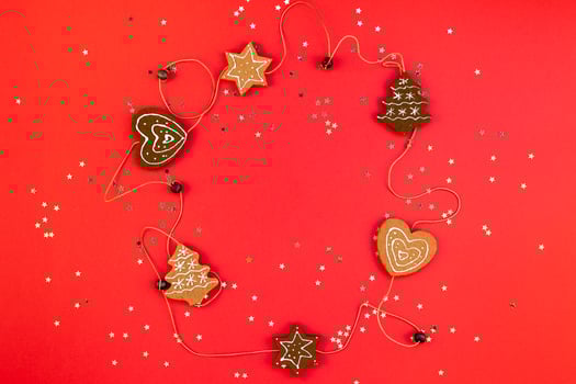 New Year Christmas holiday decoration flat lay photo