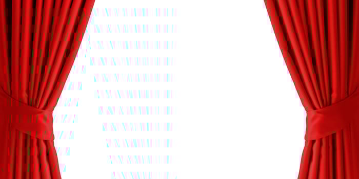 Red Curtain window isolated on white background photo
