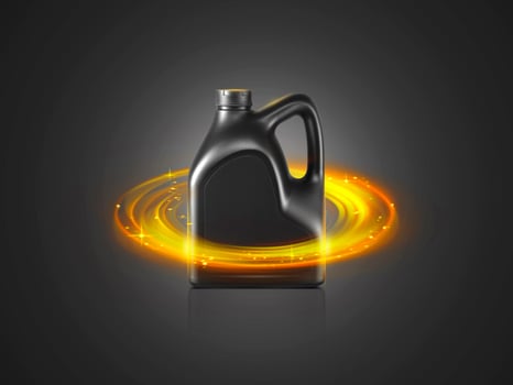 bottle of engine oil on grey background photo