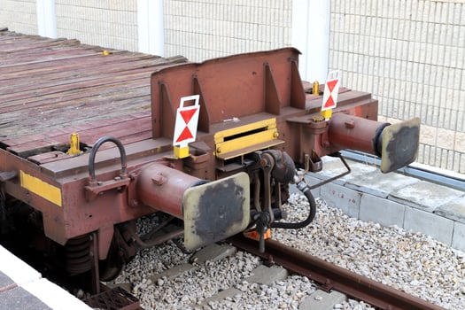 Railroad Tracks and Railway Cars in Israel. photo