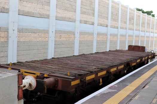 Railroad Tracks and Railway Cars in Israel. photo