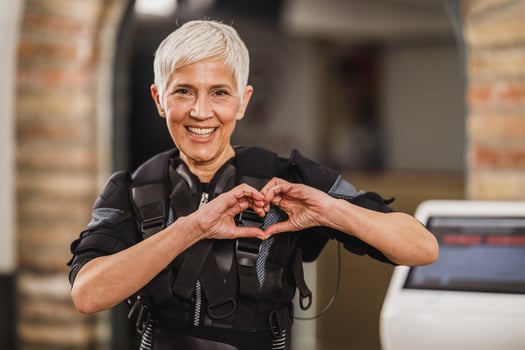 Senior Woman Before EMS Training In The Gym photo