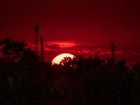 beautiful sunset over the field photo