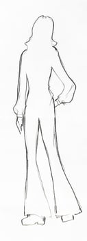 outline of fashionable silhouette of woman of 70s photo
