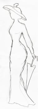 outline of fashion silhouette of woman of 1900s photo